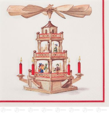 Servietten Pyramide (20) B= x H=ca 33 cmx33 cm NEU Erzgebirge Papierservietten