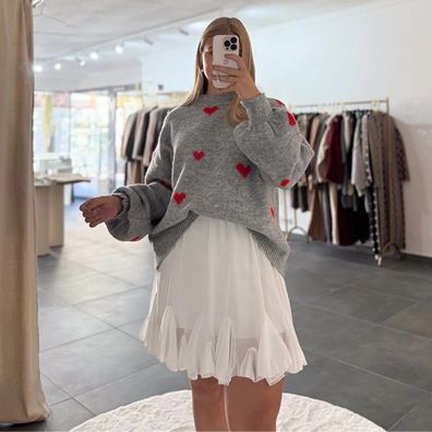 Volantrock Damen Fabienne Weiß Kurz Rock Frau Röcke Damenrock Onesize (XS-XL)