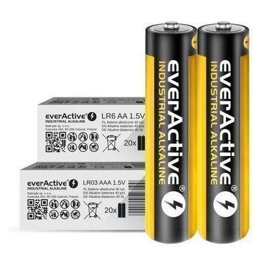 40 Stück Batterie AA AAA everActive Industrial Alkaline Batterien