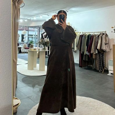 Zweiteiler Set Damen Josi D. Braun Frau Oberteil Cord-Optik & Rock Onesize XS-XL