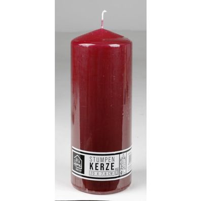 Stumpenkerze Bordeaux 20cm Weihnachtskerze Wachskerze Weihnachtsdeko