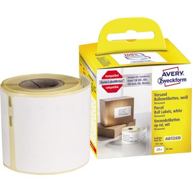 AVERY Zweckform AS0722430 Rollenetiketten, 101 x 54 mm, weiß