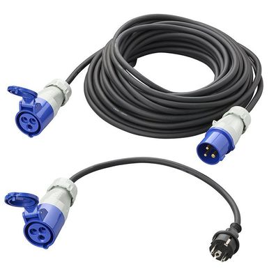 CEE-Set: Verlängerungskabel 20M 3x2,5mm und Adapterkabel 40cm von Schukostecker auf C