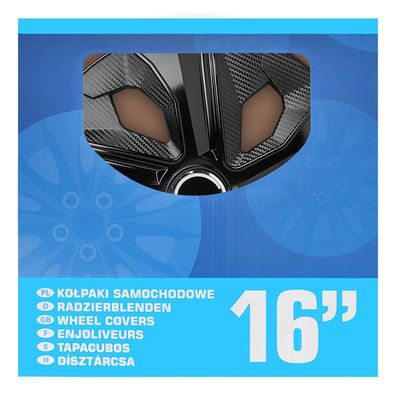 Radblenden-Set Moon Ring Carbon Schwarz 16 Zoll 4 Stück im Displaykarton
