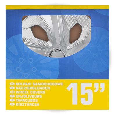 Radblenden-Set Moon Ring Carbon Silber 15 Zoll 4 Stück im Displaykarton