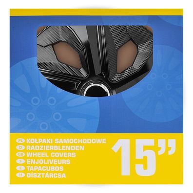 Radblenden-Set Moon Ring Carbon Schwarz 15 Zoll 4 Stück im Displaykarton