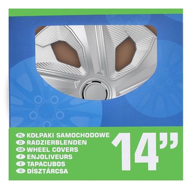 Radblenden-Set Moon Ring Carbon Silber 14 Zoll 4 Stück im Displaykarton