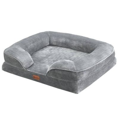 Hundebett Hundesofa Hundekissen Haustierbett GR. M 72x60x17 flauschig Grau B-WARE