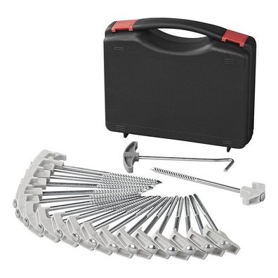 Zelthering 20 cm Metall Heavy Duty mit Kunststoffhaken - Set von 20 Stück im Koffer