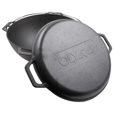 Kasan 12L Gusseisen Grillpfanne Deckel Camping Kazan Ø 41cm