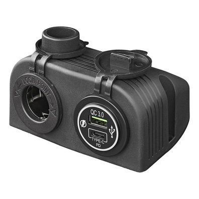 Aufbau Kit: 12V Steckdose + USB-Schnellladegerät Typ A + C 2-fach 3A