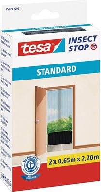 tesa Insect Stop Standard Fliegengitter für Türen - 2-tlg Insektenschutz Tür mit Klet