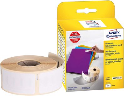AVERY Zweckform AS0722550 selbstklebend, 500 Aufkleber mit Dymo S0722550