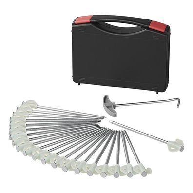 Felsbodenhering 20 cm Metall mit Phosphoreszierende Haken - Set von 20 Stück im Koffe