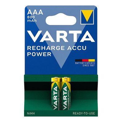 Varta Recharge Accu Power Batterien AAA 800 mAh 2 Stück im Blister (DECT Telefon)