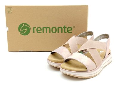 Remonte Damen sportliche Sandale mit Wechselfußbett rosa Glitzer