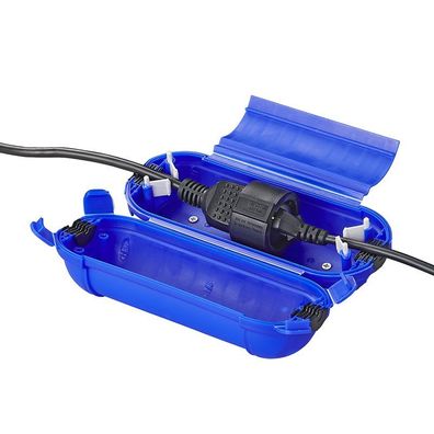 Sicherheitsbox für Schuko Stecker blau