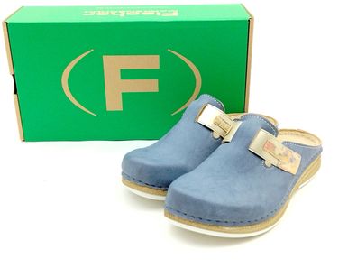 Fischer Damen Glog jeansblau Gummizug helle Laufsohle
