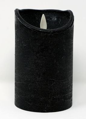 LED echtwachs Stumpenkerze 12,5 cm Schwarz Timer bewegliche Flamme Kerze Teelicht