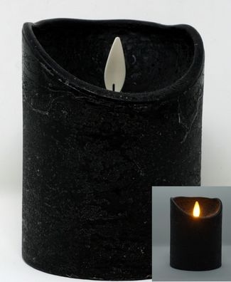 LED echtwachs Stumpenkerze 10 cm Schwarz Timer bewegliche Flamme Kerze Teelicht