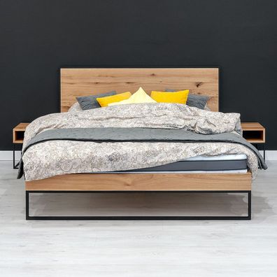 Designer-Frame-Bett, Massivholz Eiche