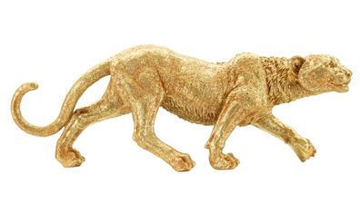 Figur Leopard laufend Tierfigur in edlem Gold Fell detailliert strukturiert L 89 cm