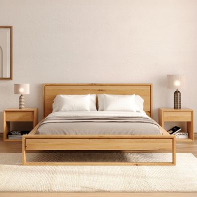 Klassisches Modena-Bett, Massivholz Eiche