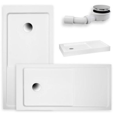 Duschwanne Rechteck Acryl MARS 140x70x6,5x16 Weiß | Ablaufgarnitur & Füße im SET!