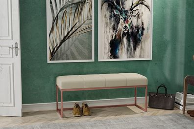 AX LIVING Sitz Bank Acciarolli 80cm - Beige, kupferfarbe Metallgestell