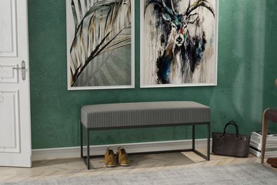 AX LIVING Sitz Bank Acciarolli 80 cm - Grau, schwarzes Metallgestell