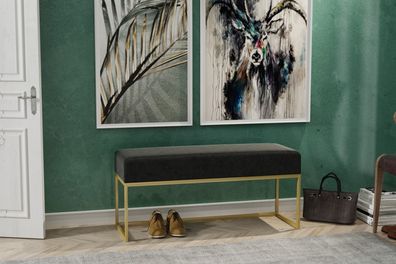 AX LIVING Sitz Bank Acciarolli 100cm - Schwarz, goldenes Metallgestell