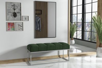 AX LIVING Sitz Bank Acciarolli 2 80cm Flaschengrün, Chrom-Metallgestel