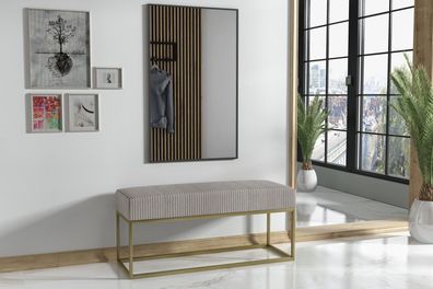 AX LIVING Sitz Bank Acciarolli 2 80cm Beige, goldenes Metallgestell