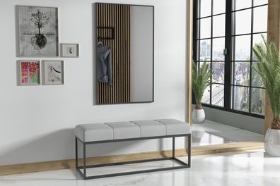 AX LIVING Sitz Bank Acciarolli 2 80 cm - Grau, schwarzes Metallgestell