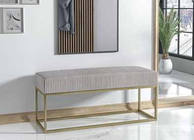 AX LIVING Sitz Bank Acciarolli 2 110 cm - Beige, goldenes Metallgestell