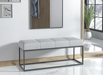 AX LIVING Sitz Bank Acciarolli 2 110 cm - Grau, schwarzes Metallgestell