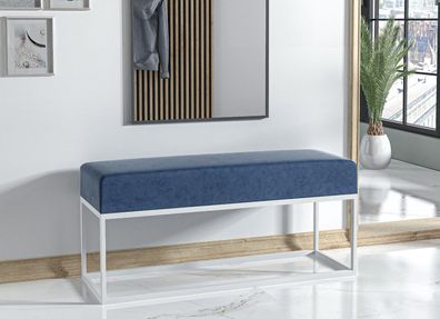 AX LIVING Sitz Bank Acciarolli 2 120 cm - Dunkelblau, weißes Metallgestell
