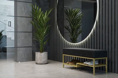 AX LIVING Sitzbank mit Schuhablage Shelie 80 cm - Schwarz, Gold-Metallgestell