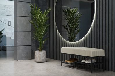 AX LIVING Sitzbank mit Schuhablage Shelie 100 cm - Beige, Schwarz-Metallgestel