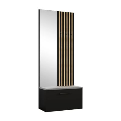 AX LIVING Kleiderschrank mit Spiegel Rosanno II - 80,6 cm Schwarz JS90