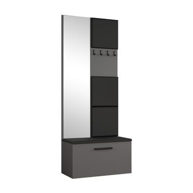 AX LIVING Kleiderschrank mit Spiegel Rosanno III - 80,6 cm Grau JS100