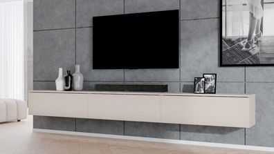 AX LIVING hängendes TV Board beige Loriano TV Bank 3x100 cm Kaschmir
