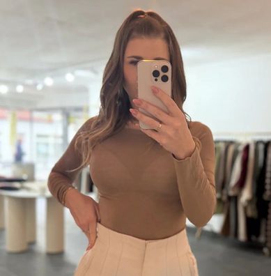 Longtop Damen Lara Camel Größe S Frauen Langarm Longtops transparent Longtop
