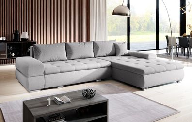 AX LIVING Couch Sofa L Form Sivaso Hellgrau 310 cm mit Schlaffunktion