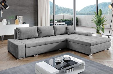 AX LIVING Eckcouch mit Bettfunktion Tunceli Grau - 297 cm breit Modern