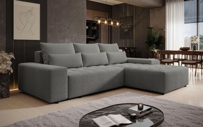 AX LIVING Ecksofa mit Schlaffunktion Alvorada 280 cm grau