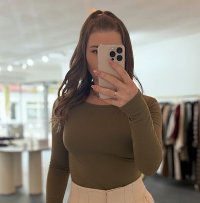 Longtop Damen Lara Grün Größe L Frauen Langarm Longtops transparent Longtop