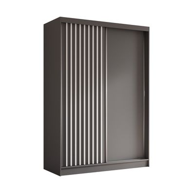 AX Living Cabinio Kleiderschrank 150 Grau mit Weißen Lamellen