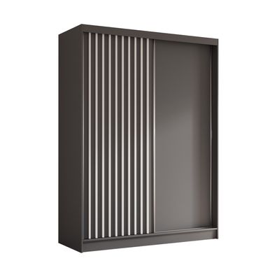 AX Living Cabinio Kleiderschränke 160 - Grau mit Weißen Lamellen