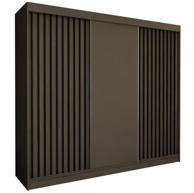 AX Living Cabinio Schwebetürenschrank Grau - 240cm Schwarz Lamellen